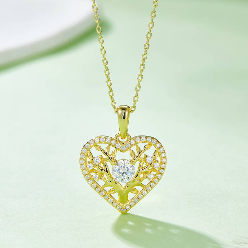 生命树爱心PendantS925银Moissanite厘石D级0.78ct